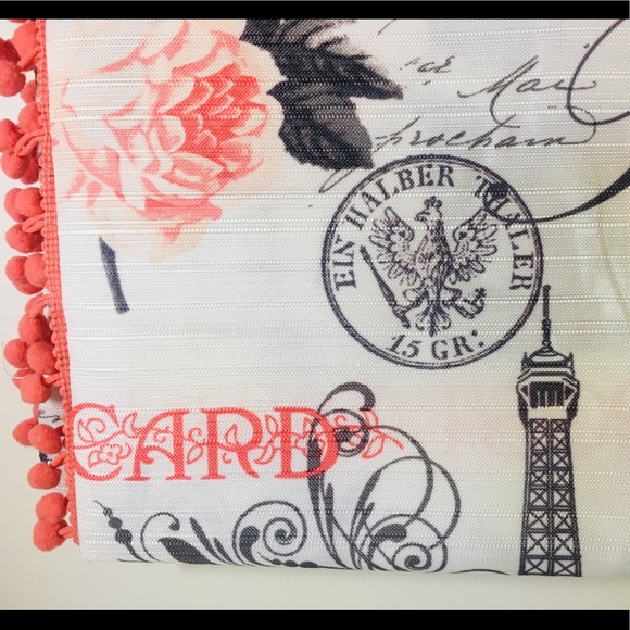 Paris Flower Fabric Shower Curtain Pink Gray - Picture 7 of 8